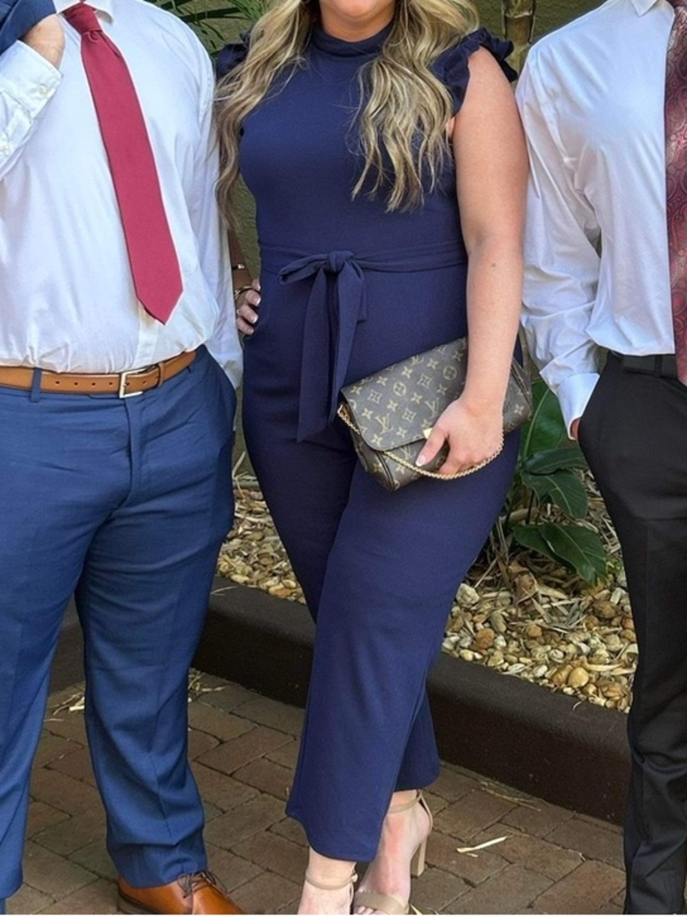 Navy belted jumpsuit